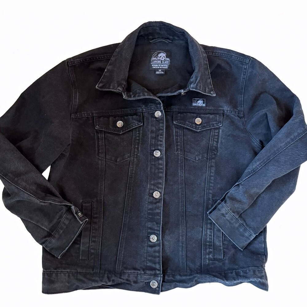 Lurking Class Black Jean Jacket Skull and Roses Unisex Medium